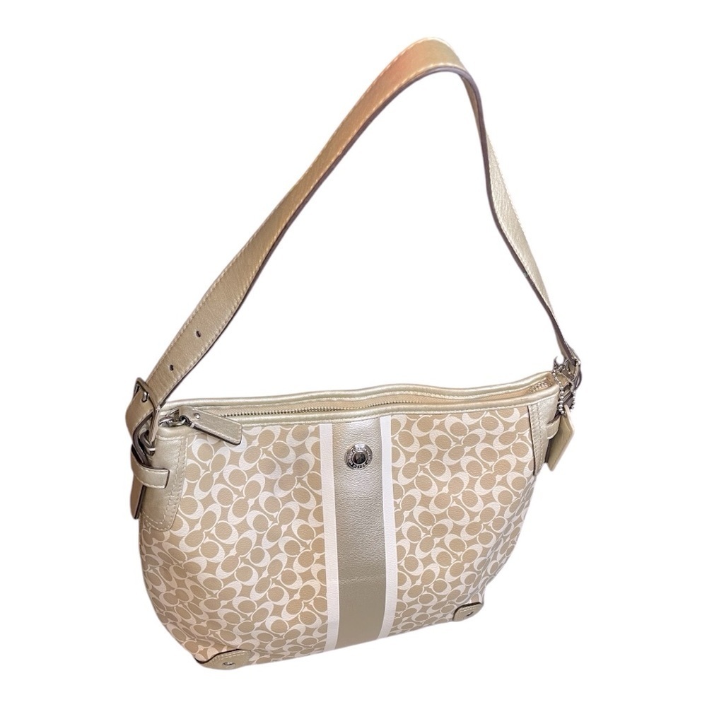 Coach Tan and White Crossbody Bag